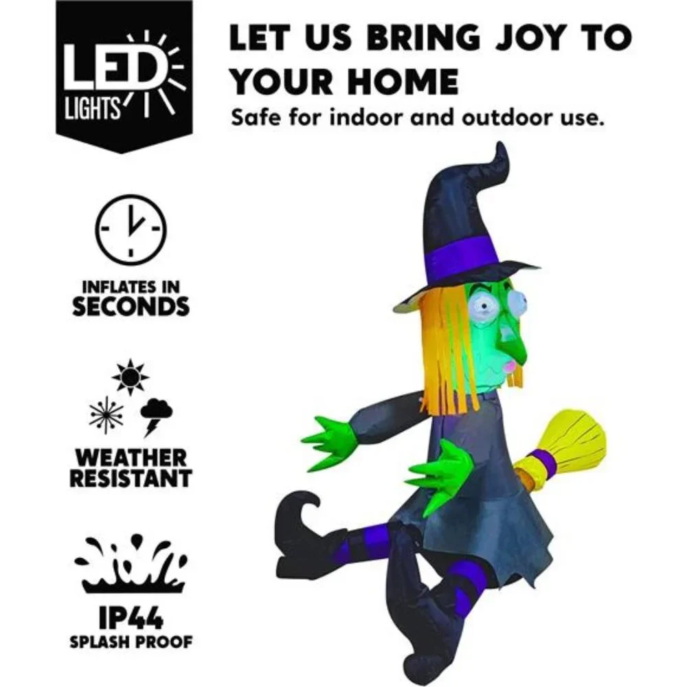 4 FT Halloween Inflatable Witch -LED Lighted Blow Up Yard Decoration for Outdoor